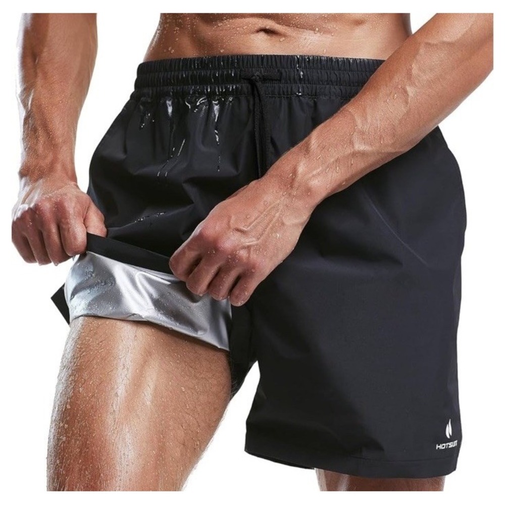 Mens Sauna Shorts Sweat Sauna Pants Gym Exercise Sweat Sauna Suit Workout Sz 2XL